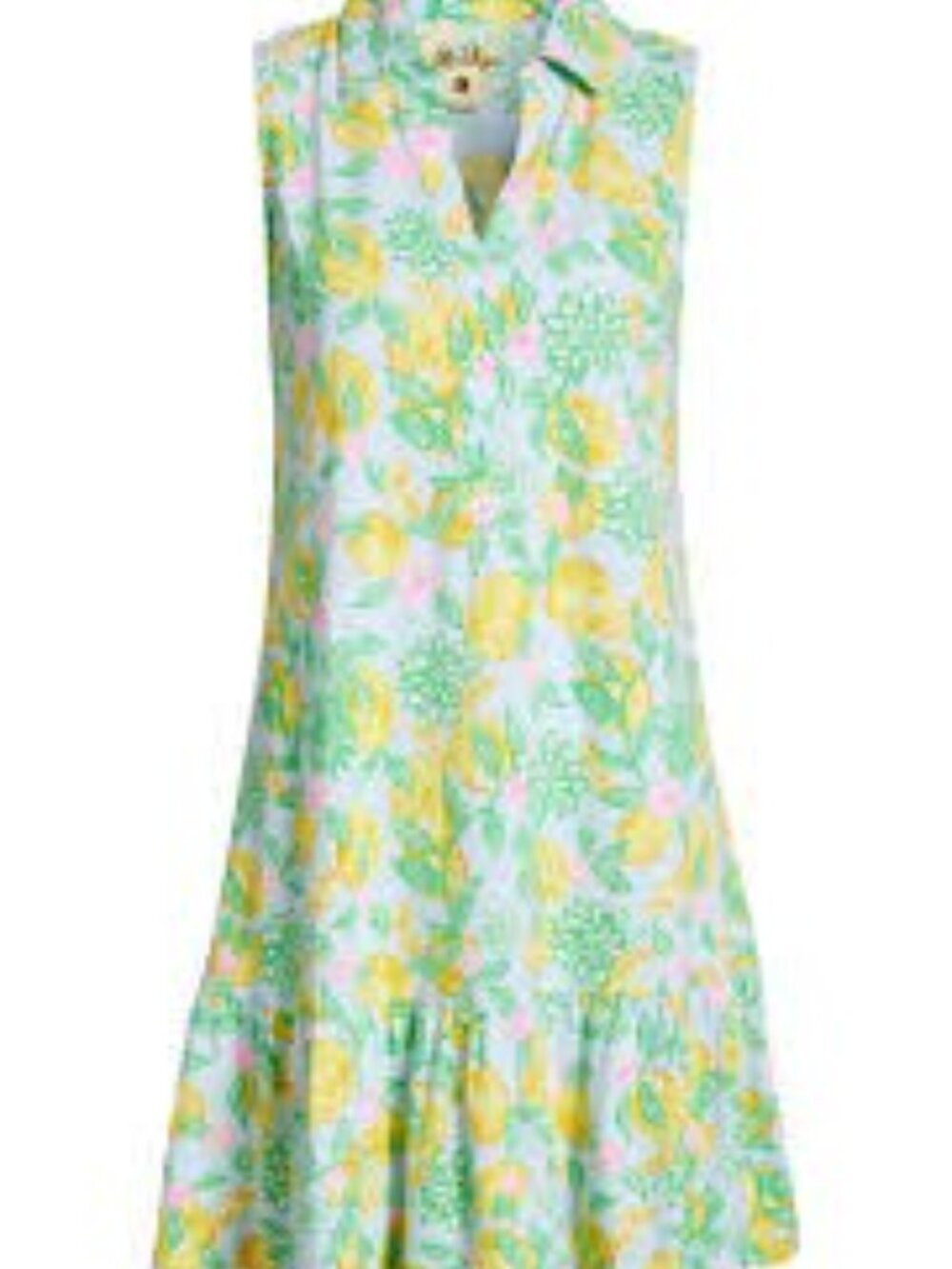 Lilly Pulitzer Lemon Print Sleeveless Ruffle Hem Dress - Size L
